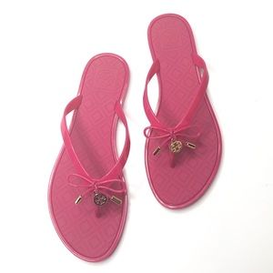 Tory Burch jelly bow rubber flip flop, pink size 7